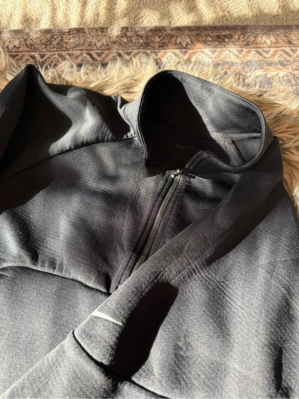 Nike Quarter-Zip Black Pullover Sweatshirt with Cinch Waist